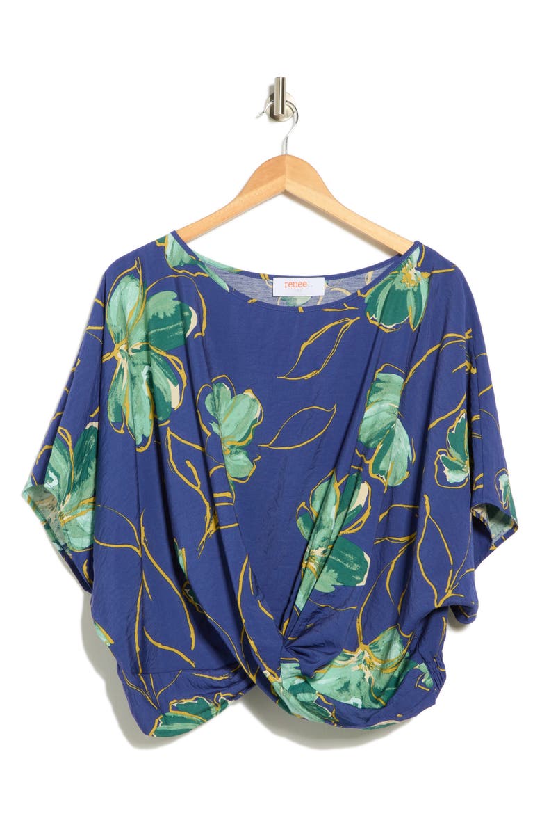 Renee C Floral Crossover Top, Alternate, color, Royal