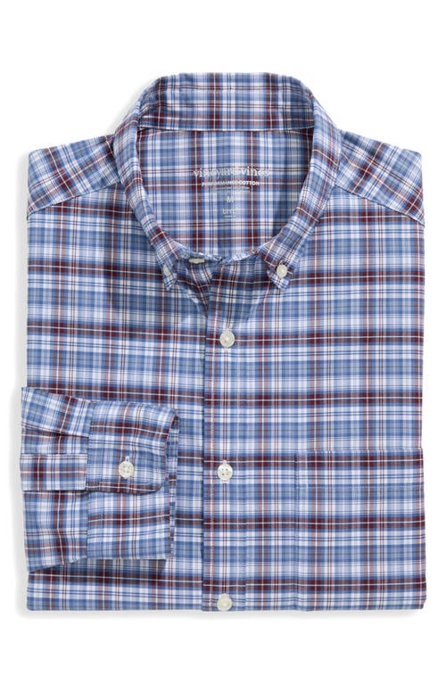 Vineyard Vines Faraway Performance Cotton Blend Button-down Shirt In Blue