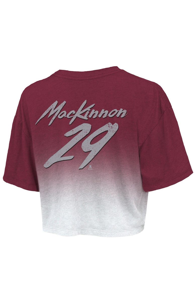 Majestic Threads Women's Majestic Threads Nathan MacKinnon Burgundy Colorado Avalanche 2022 Stanley Cup Champions Dip Dye Boxy Crop T-Shirt, Alternate, color,