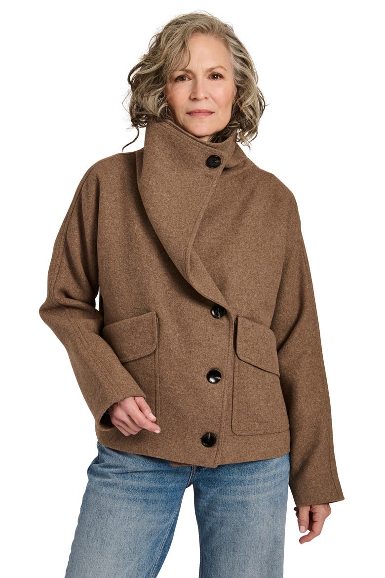 Funnel Neck Coat, Alternate, color, PINE BARK