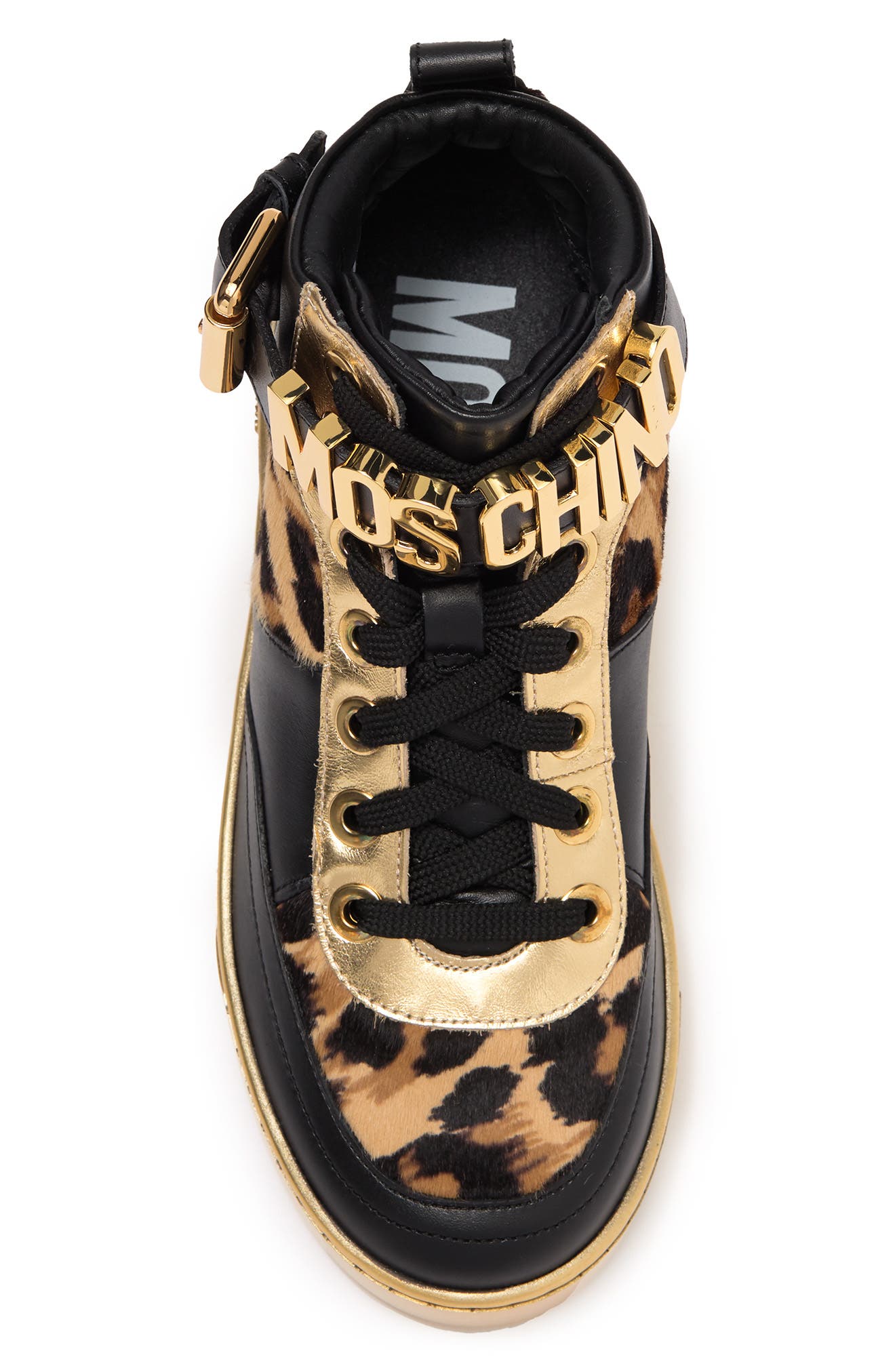 Moschino Genuine Calf Hair Detail Basket Sneaker, Alternate, color, 