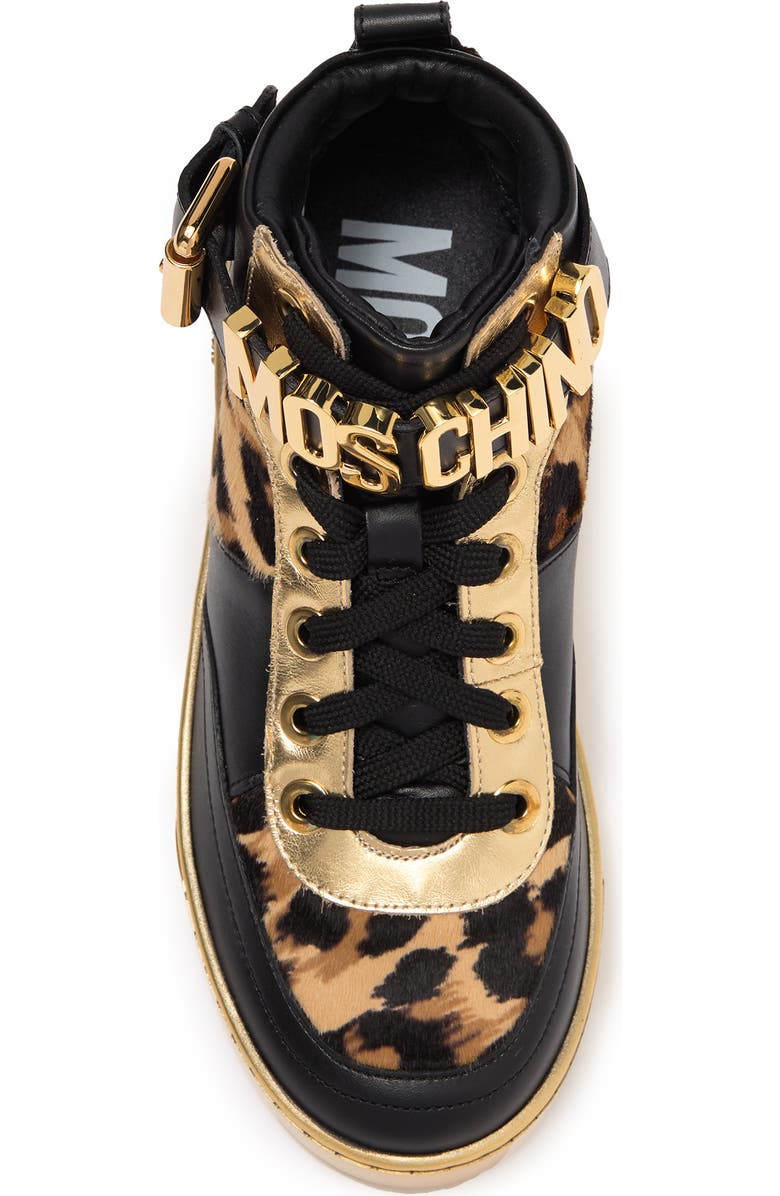 Moschino Genuine Calf Hair Detail Basket Sneaker, Alternate, color,