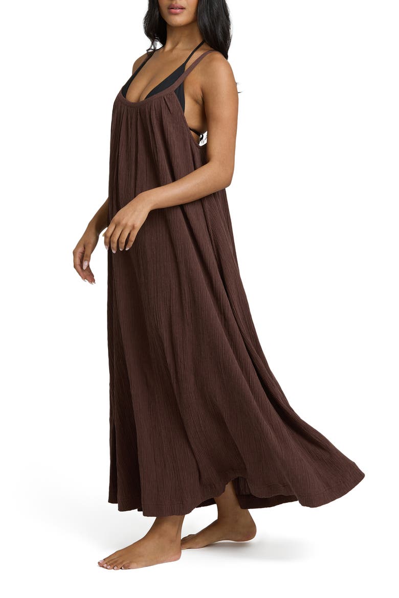 Good Feels Low Back Maxi Cover-Up Sundress, Alternate, color, TEAK