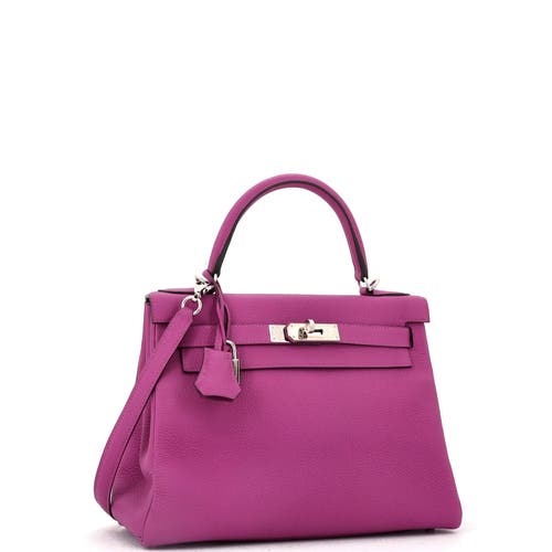 Pre-owned Hermes Hermes Kelly Handbag Pink Togo With Palladium Hardware 28 In Purple