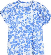 SUGARLIPS Shia Floral Avy Puff Sleeve Button-Up Shirt