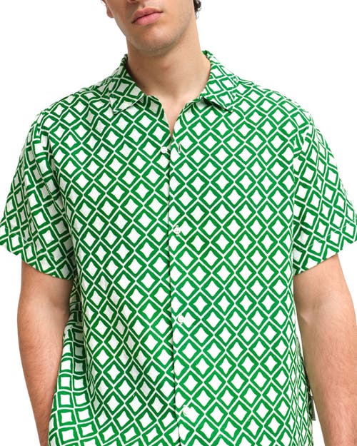 Peninsula Swimwear Teulada Linen Bowling Shirt In Green