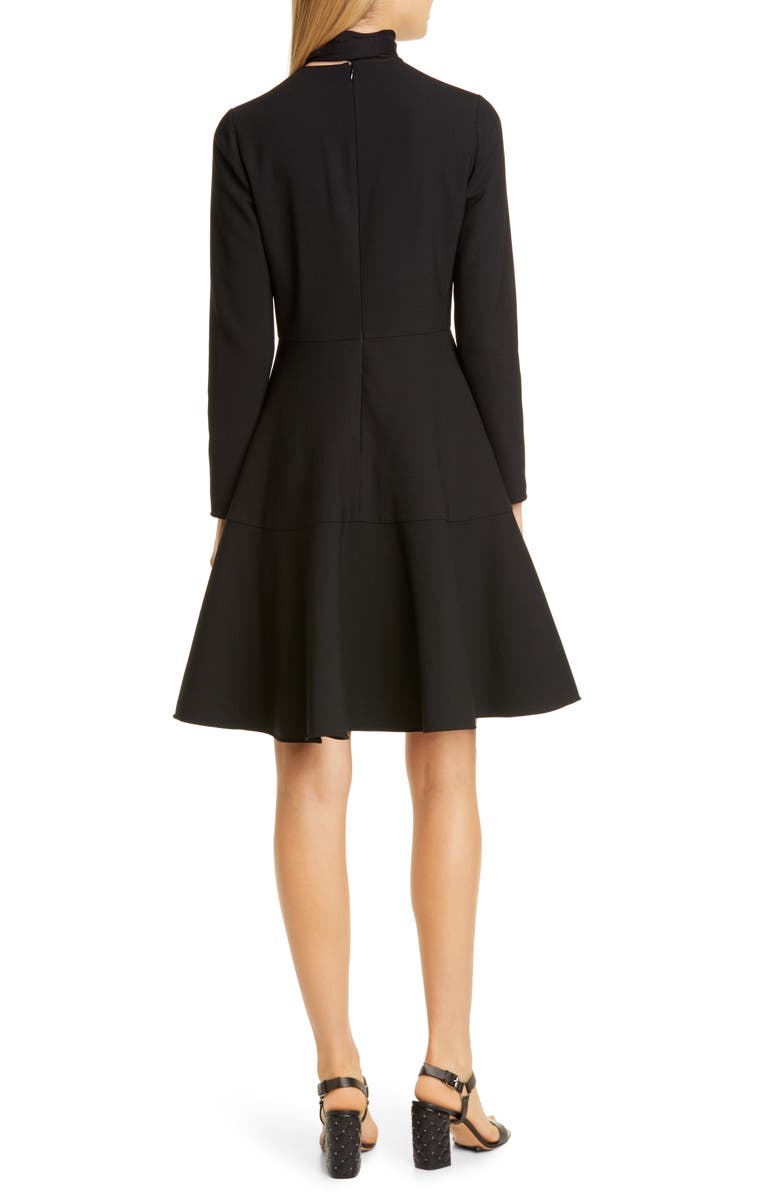 Valentino Tie Neck Long Sleeve Fit & Flare Dress, Alternate, color,