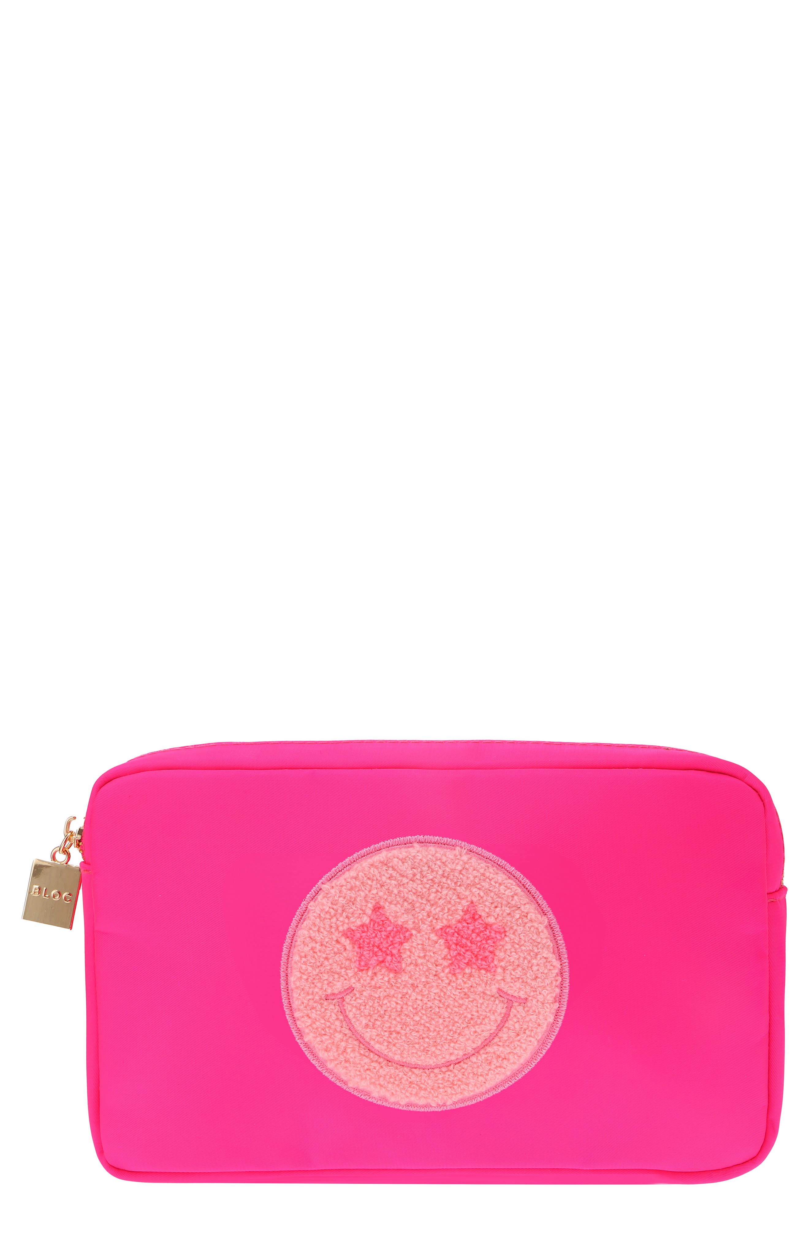 Bloc Bags Medium Smiley Cosmetics Bag in Hot Pink 