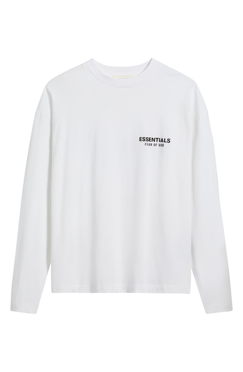 Fear of God Essentials Classic Fit Long Sleeve Logo T-Shirt, Alternate, color, Bright White