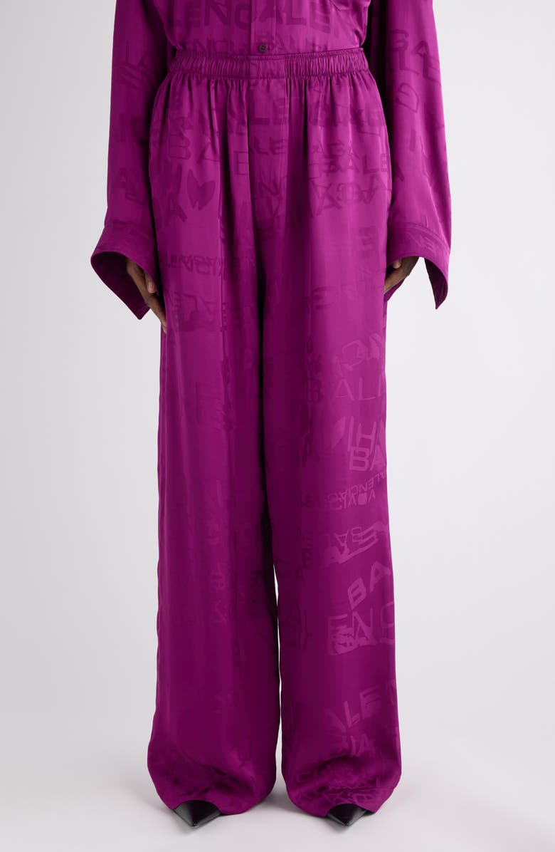 Balenciaga Logo Jacquard Pajama Pants, Main, color, 5061 Plum