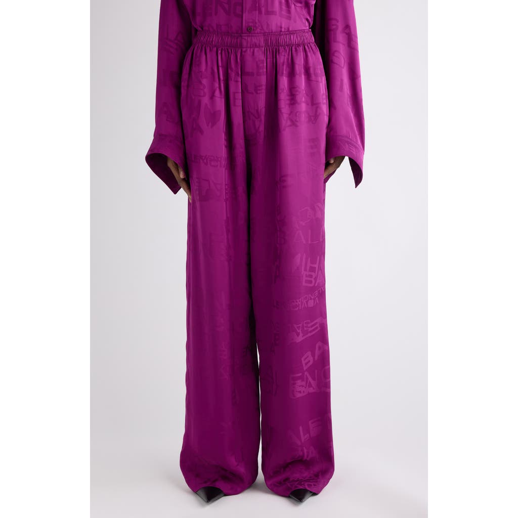 Balenciaga Logo Jacquard Pajama Pants In Purple