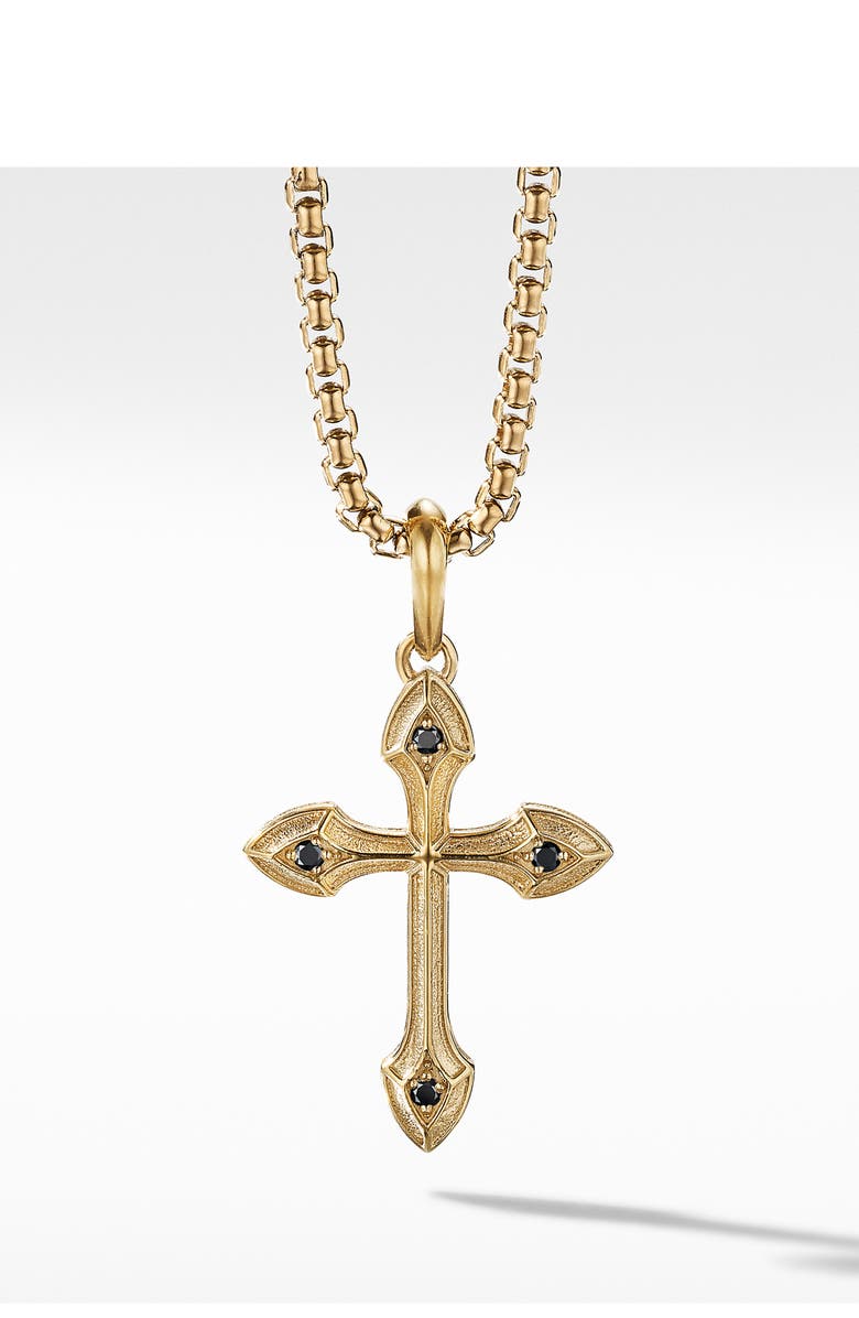 David Yurman Small Gothic Cross Amulet with Pavé Stones & 18K Gold, Main, color,
