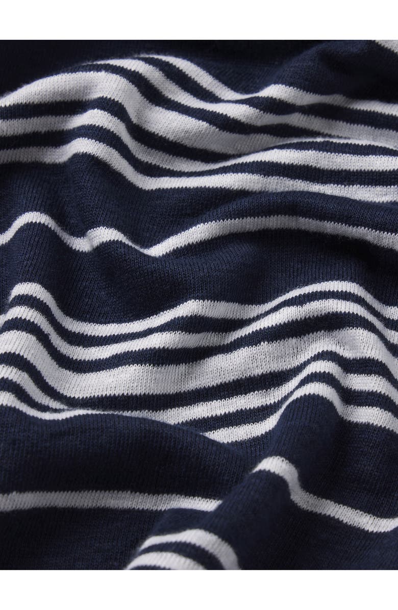 FRAME The Stripe Stretch Linen Polo Top, Alternate, color, Navy Multi