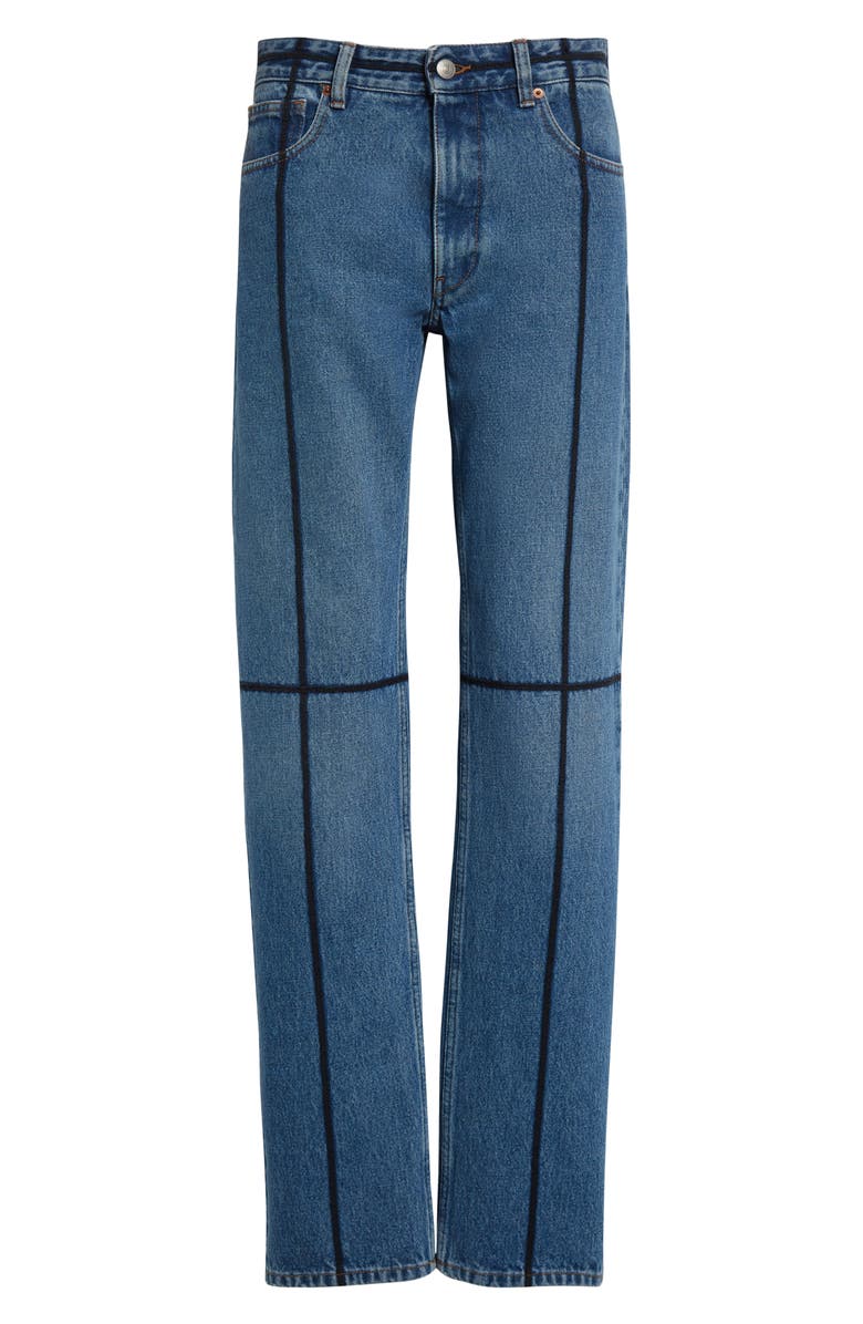 MM6 Maison Margiela Contrast Seam Straight Leg Jeans, Alternate, color, Medium Blue