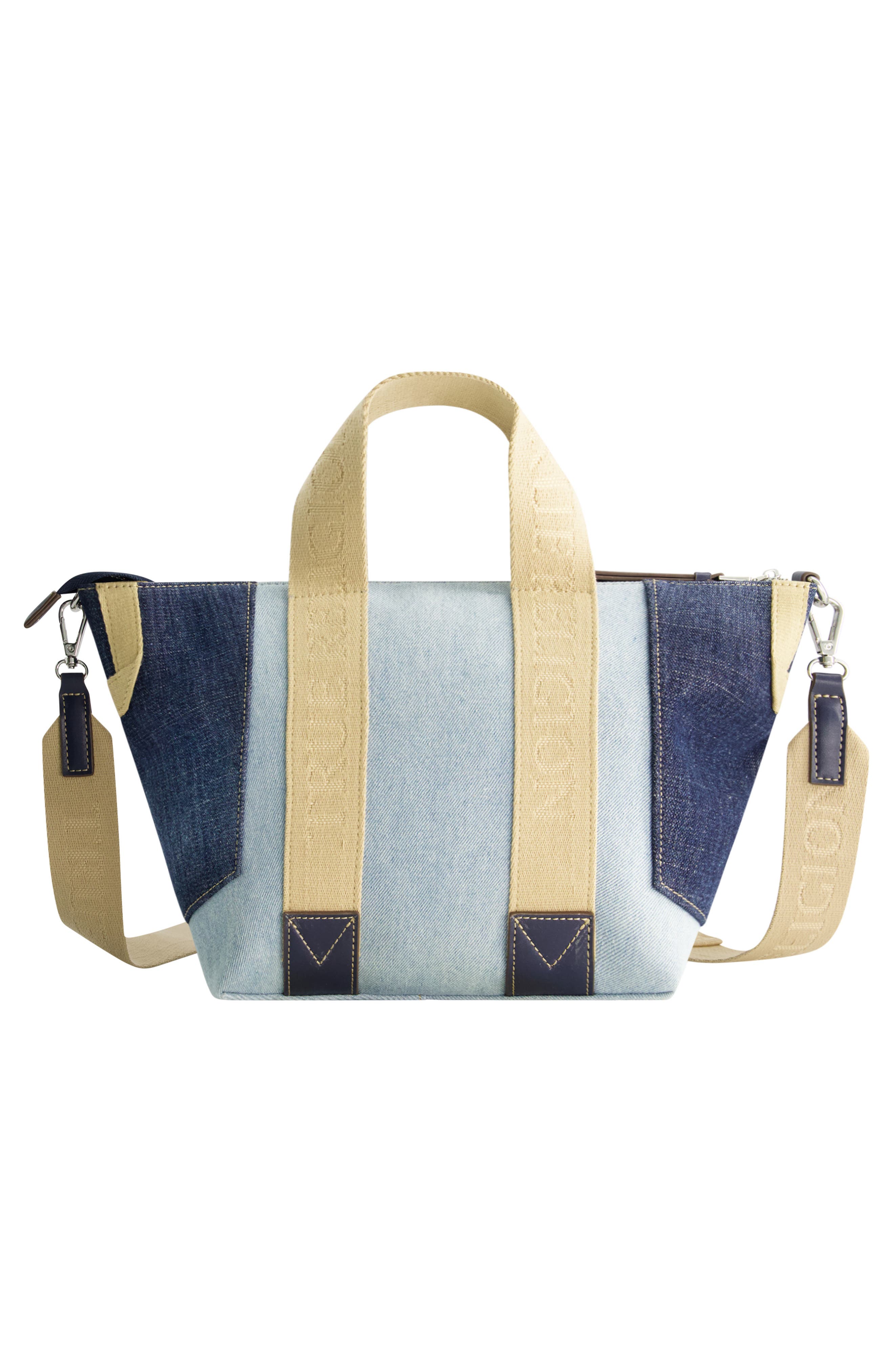 True Religion Denim Patchwork Logo Tote Bag, Alternate, color, 
