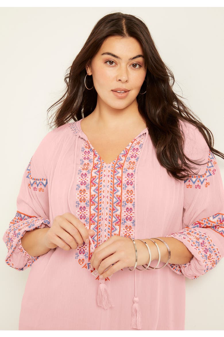 Embroidered Peasant Blouse, Alternate, color, NAVY BOHO EMBROIDERY
