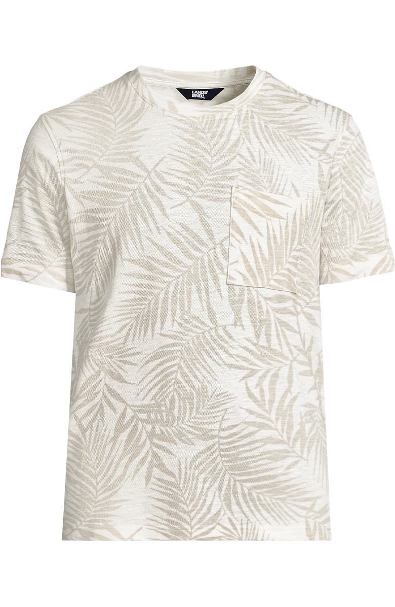 Lands' End Short Sleeve Cotton Linen Tee, Alternate, color, Pumice Stone Palm