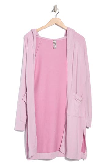 Go Couture Wrap Front Hooded Cardigan In Lavender