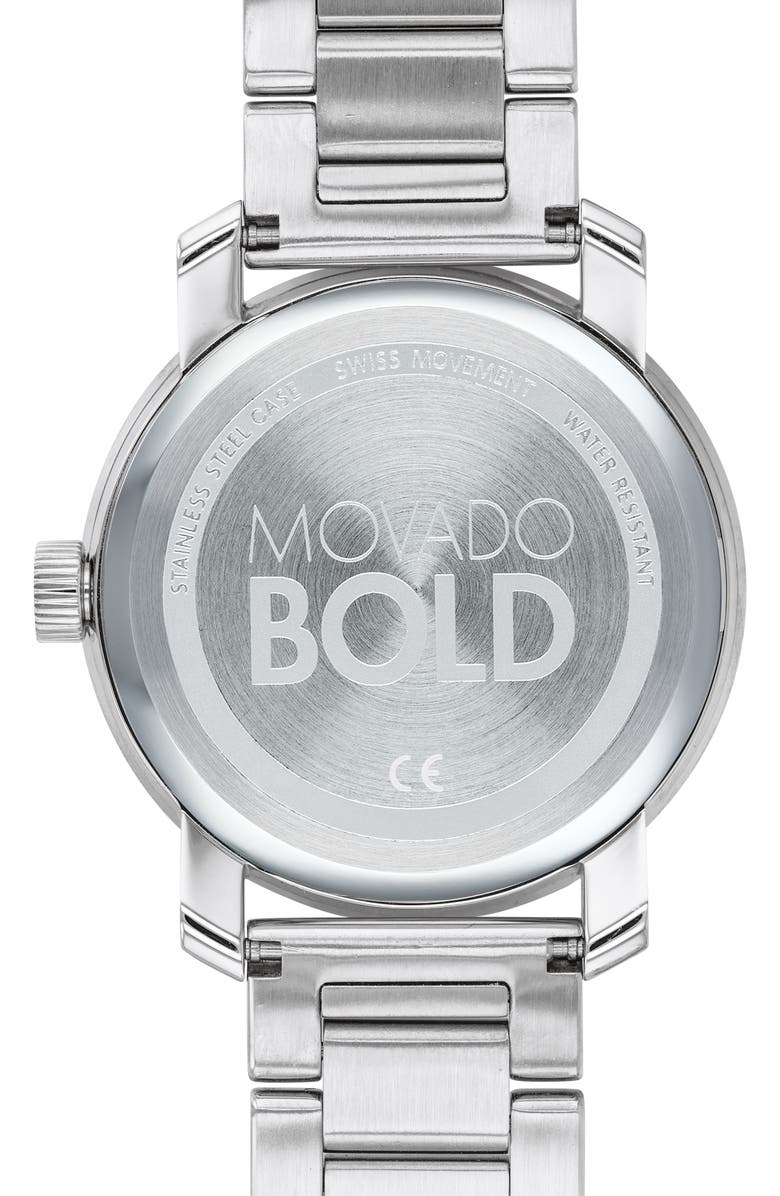 Movado Bold Glitz Bracelet Watch, 36mm, Alternate, color, Silver