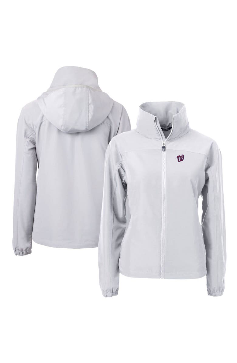 Cutter & Buck Women's Cutter & Buck Gray Washington Nationals Charter Eco Recycled Full-Zip Jacket, Main, color,