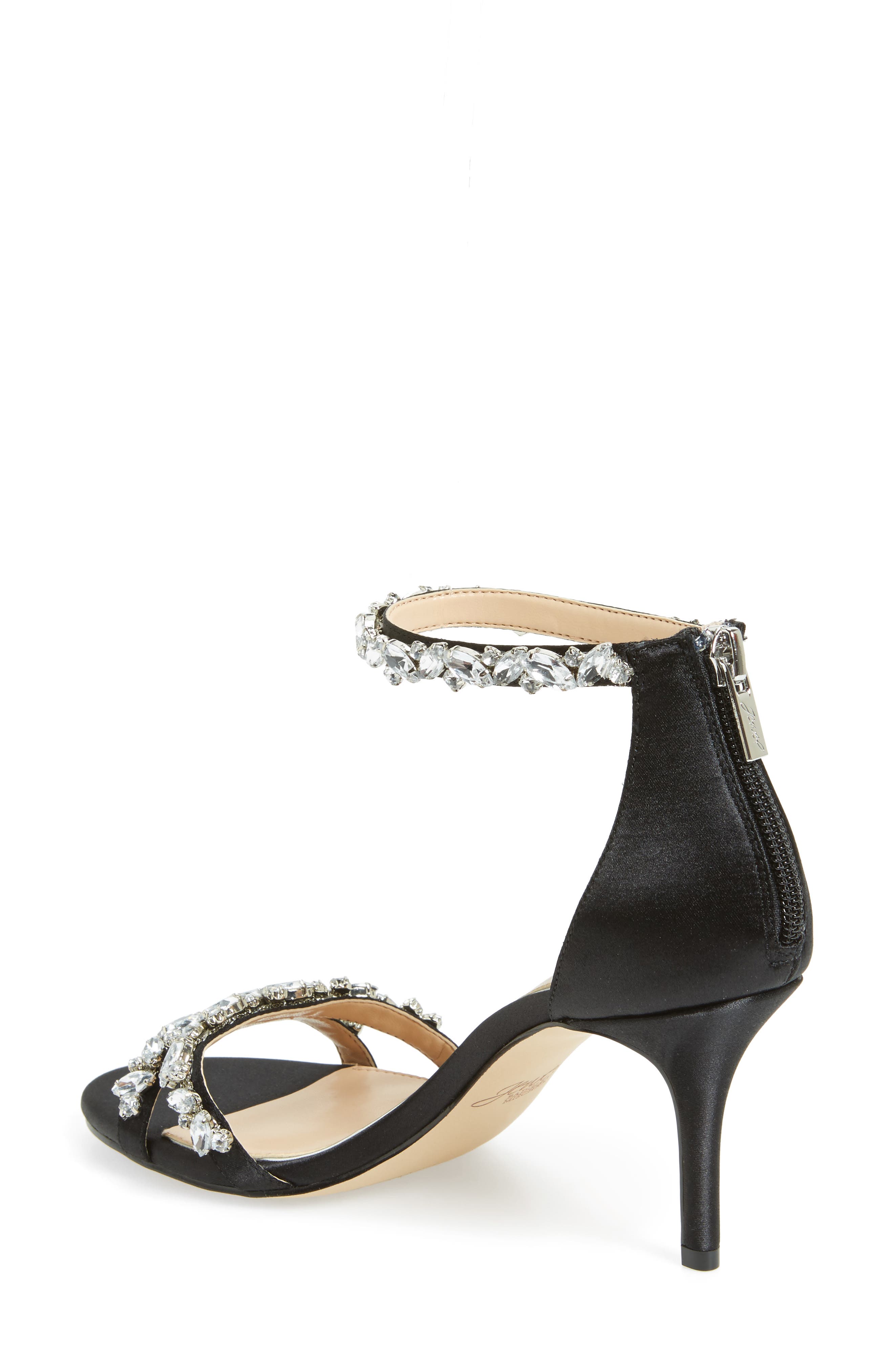 Caroline Embellished Sandal, Alternate, color, BLACK SATIN