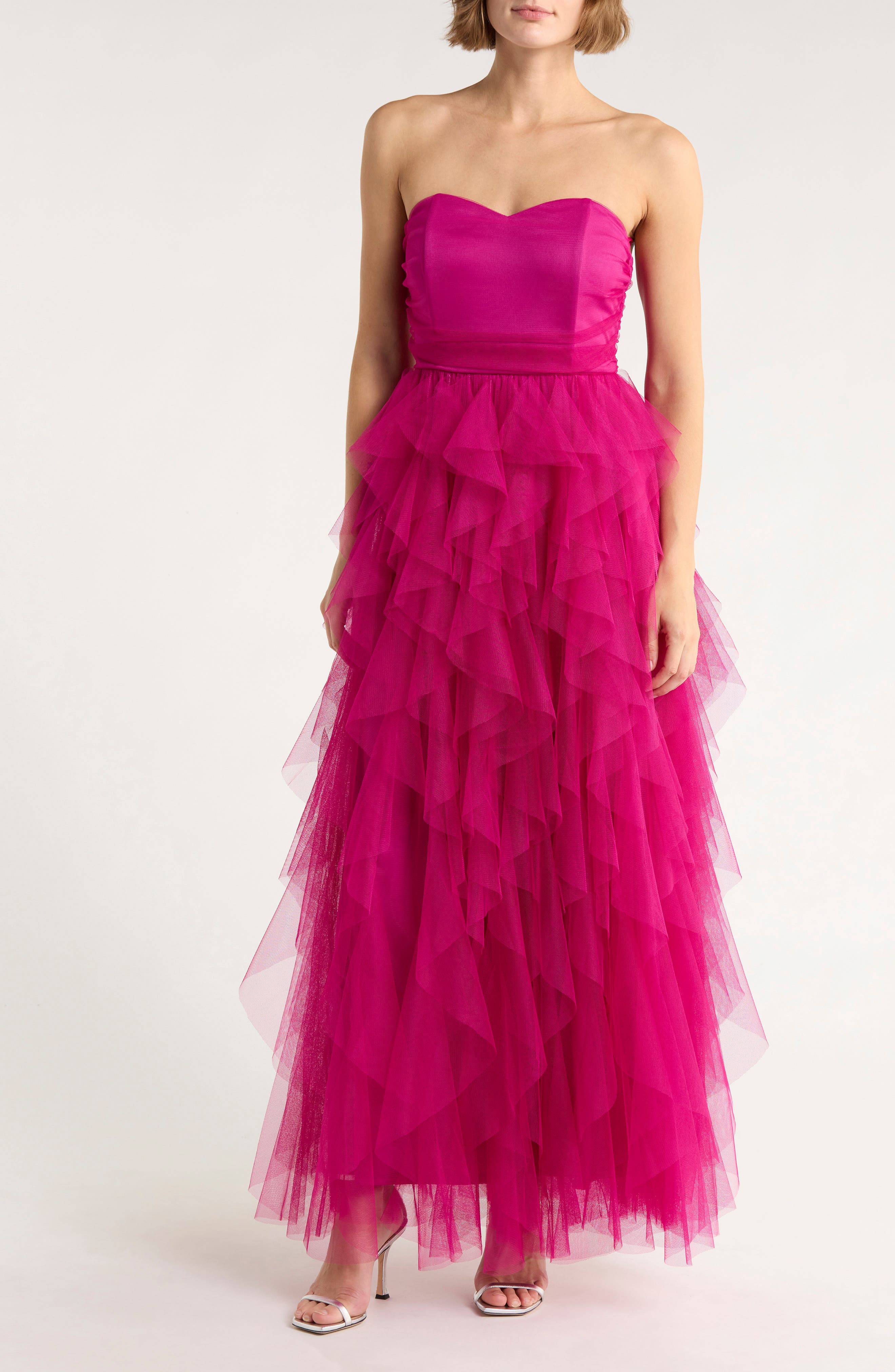 Chelsea28 Strapless Tiered Tulle Gown