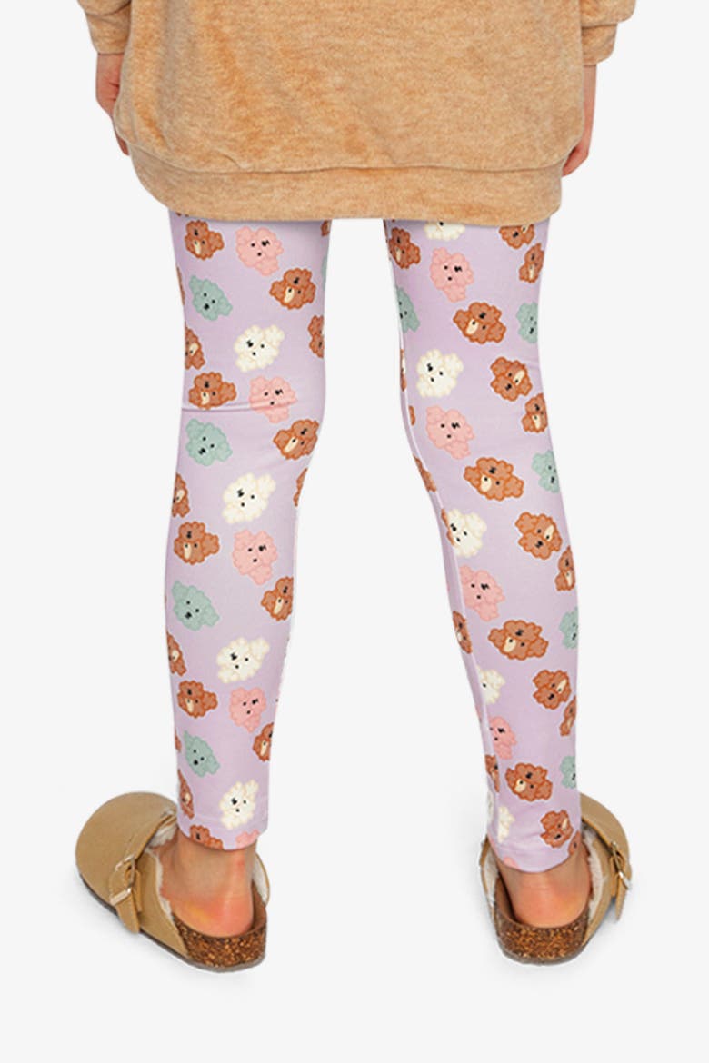 Organic Cotton Poodle Back Pocket Elastic Waist Leggings, Alternate, color, Purple Poodle Print