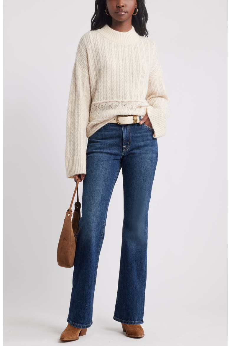 Mock Neck Alpaca & Wool Blend Sweater, Alternate, color, IVORY DOVE