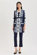 Ming Wang Heritage Two-Tone Geometric Knit Duster
