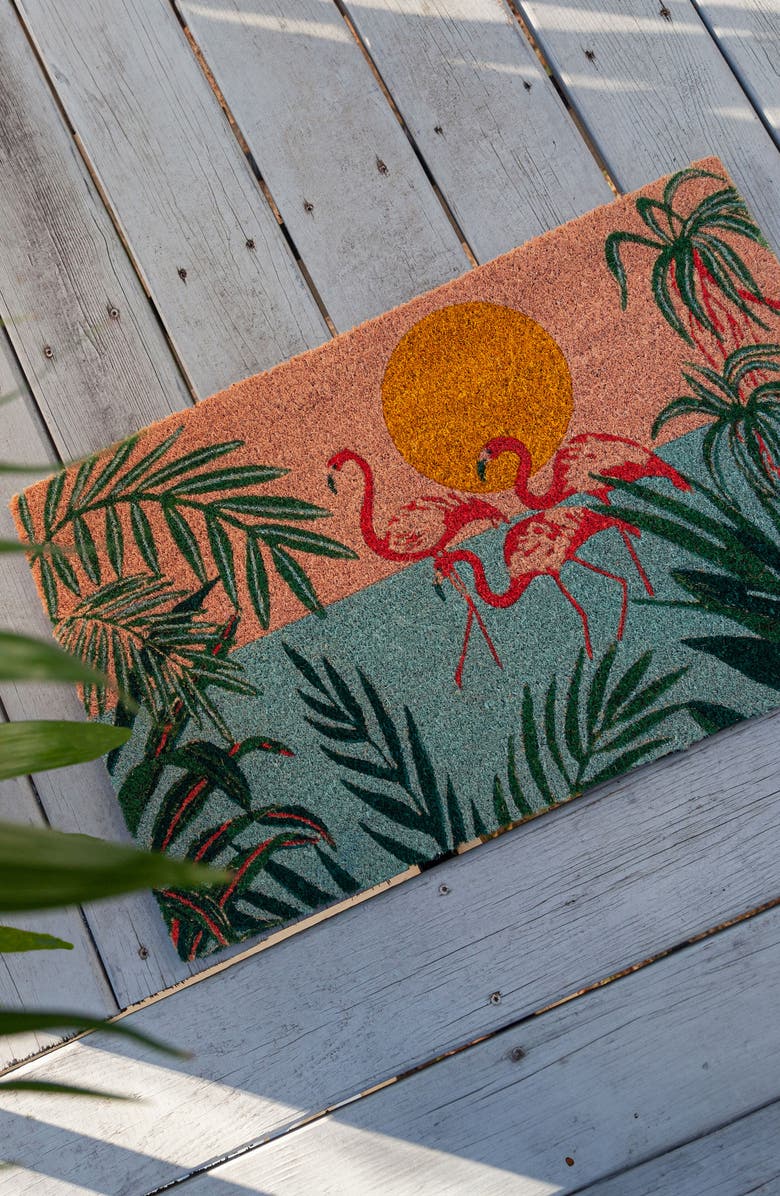 ENTRYWAYS Flamingo Lagoon Doormat, Alternate, color, Pink