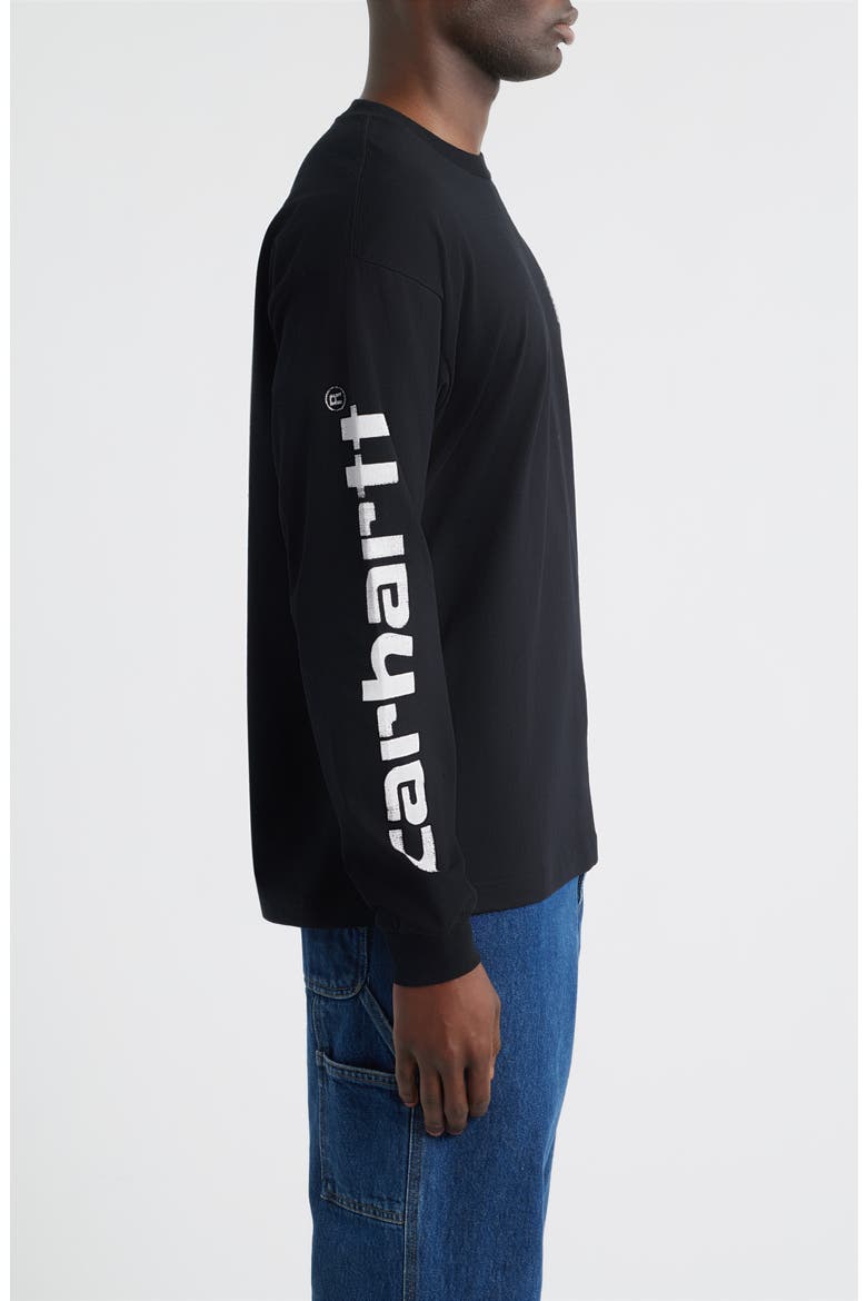 Archive Script Logo Long Sleeve Organic Cotton T-Shirt, Alternate, color, BLACK