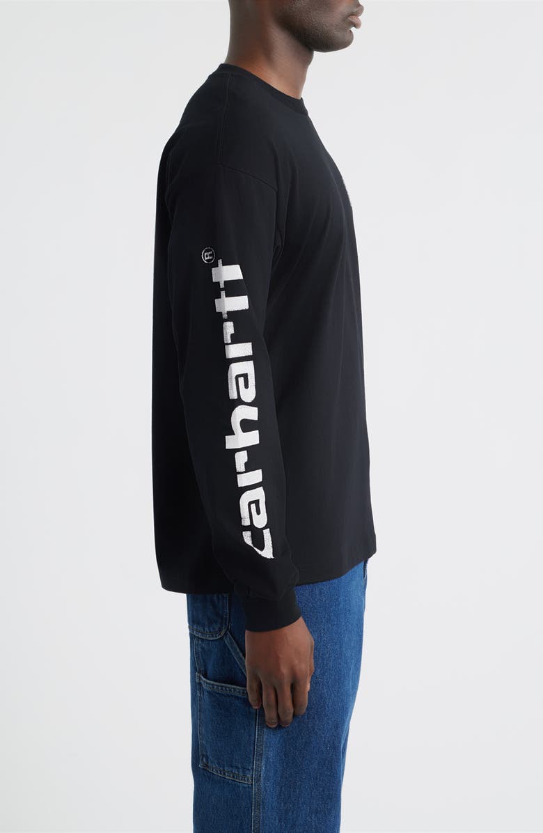 Carhartt Work In Progress Archive Script Logo Long Sleeve Organic Cotton T-Shirt, Alternate, color, Black