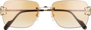 Cartier 59mm Rimless Rectangular Sunglasses