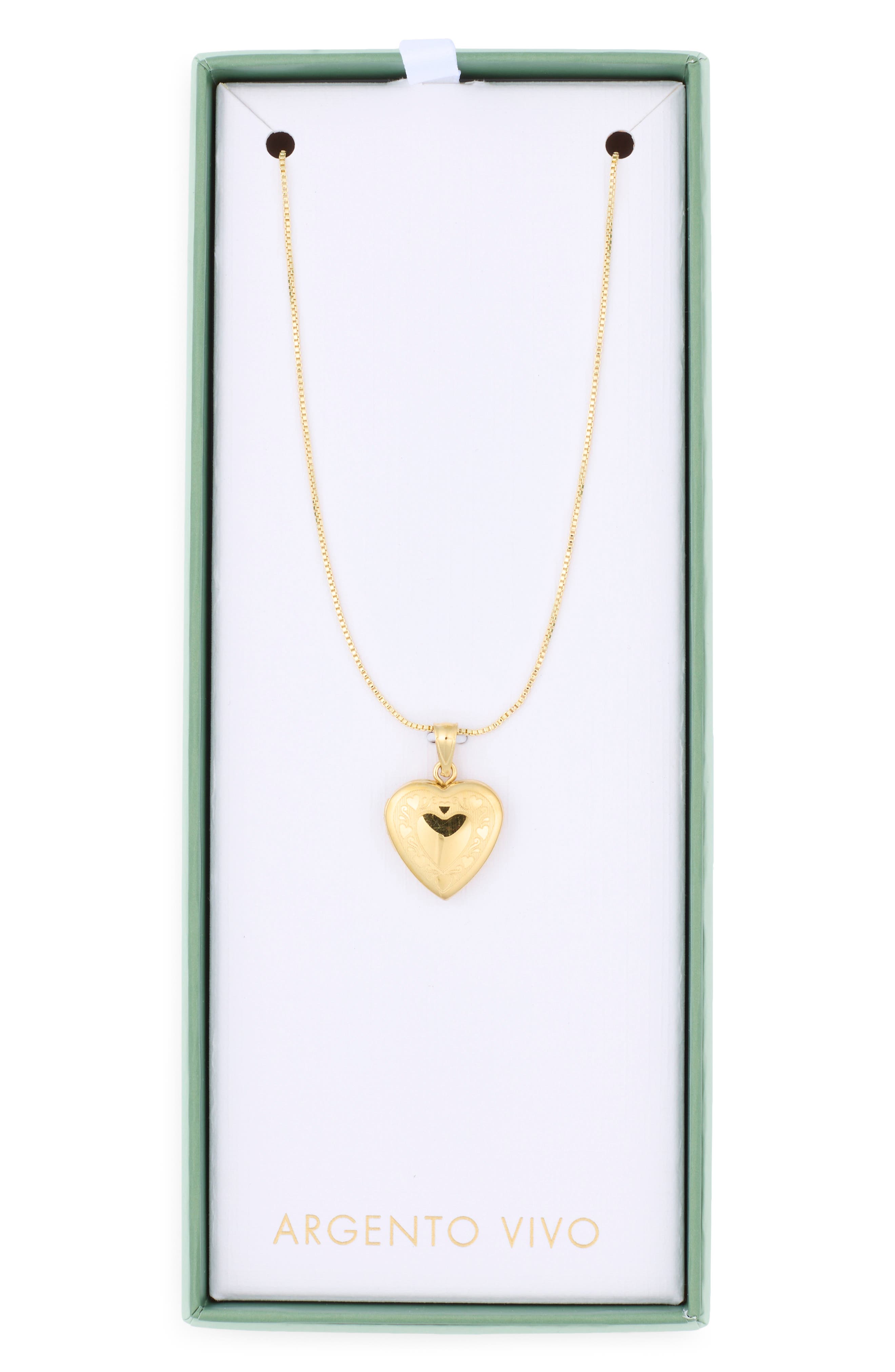 ARGENTO VIVO Etched Heart Locket Pendant Necklace