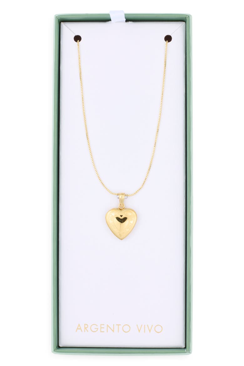 Etched Heart Locket Pendant Necklace, Main, color, GOLD