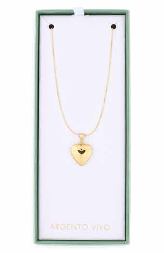 Etched Heart Locket Pendant Necklace