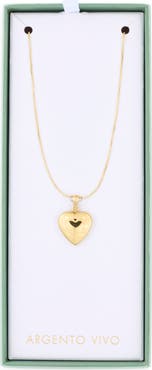 ARGENTO VIVO Etched Heart Locket Pendant Necklace