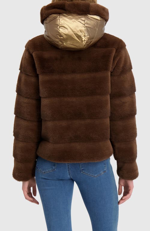 Lyla Grant Fur-free Mink (faux Fur) Reversible Parka In Brown