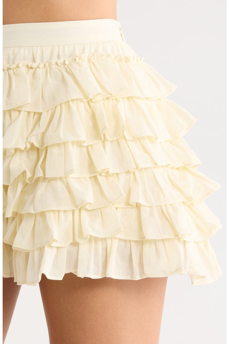 Danfy Tiered Ruffle Cotton Shorts, Alternate, color, CREAM