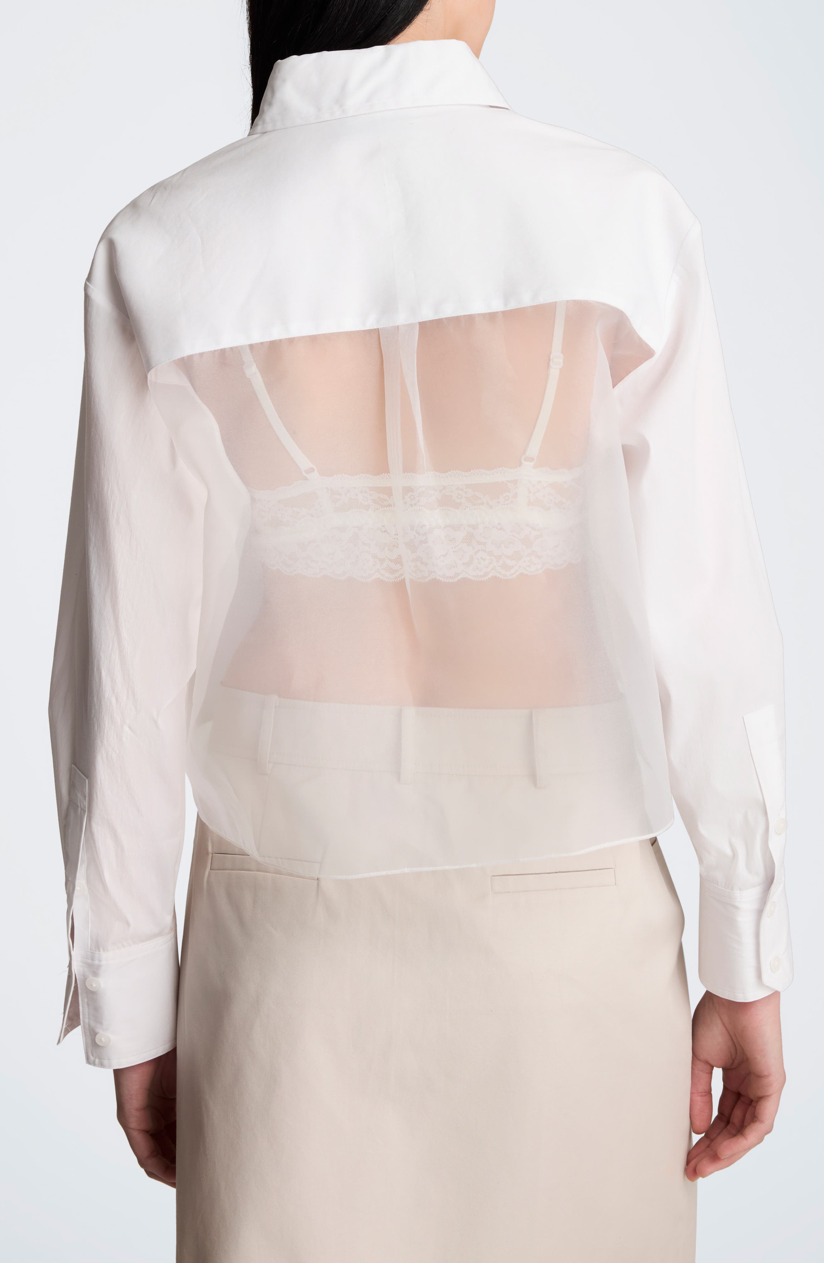 Sheer Panel Crop Shirt - image 2