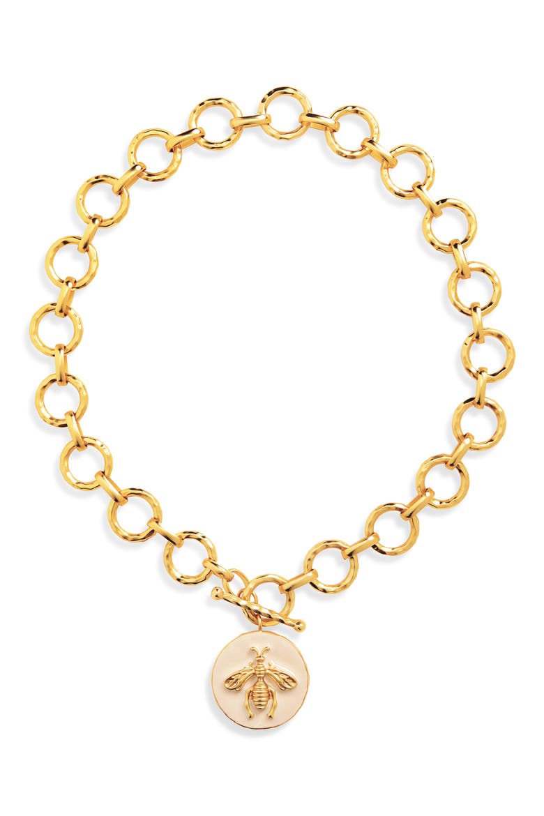Queen Bee Pendant Necklace, Main, color, GOLD