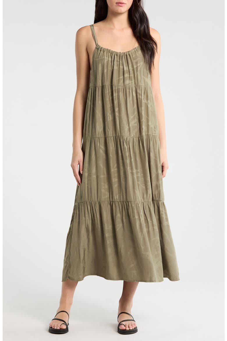 Maven Leaf Print Maxi Dress, Main, color, SOFT GREEN