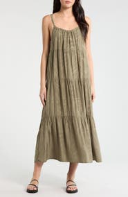 Splendid Maven Leaf Print Maxi Dress