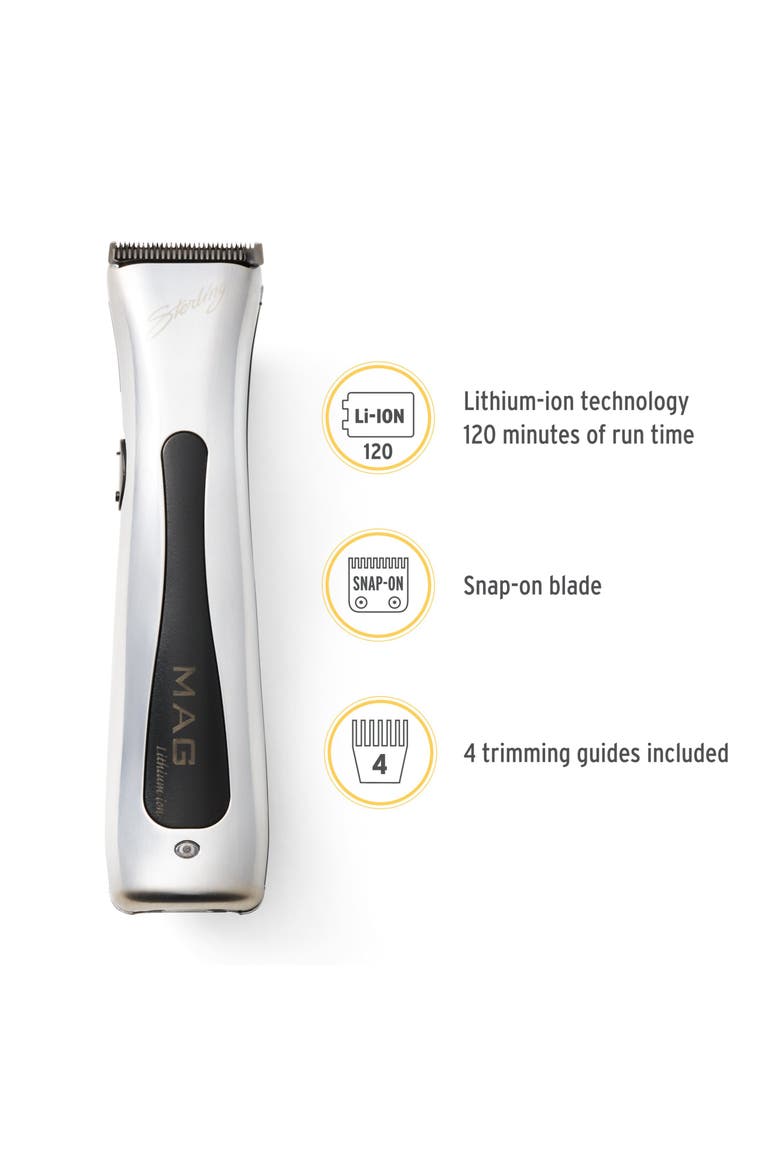Sterling Mag Trimmer - Barber-Quality Electric Cordless Hair Trimmer with Rotary Motor and Lithium-Ion Battery, Alternate, color, Metallic Silver