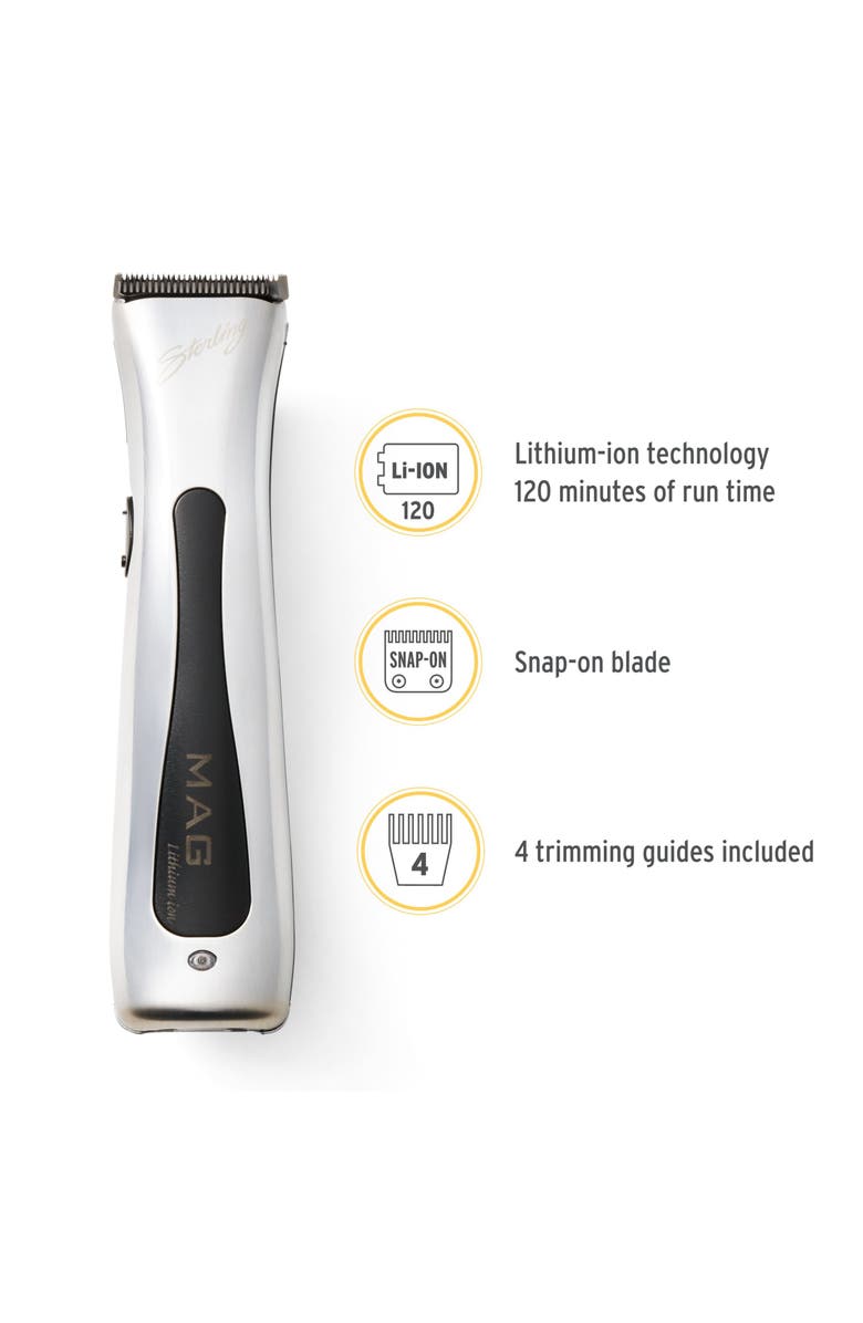 Wahl Professional Sterling Mag Trimmer - Barber-Quality Electric Cordless Hair Trimmer with Rotary Motor and Lithium-Ion Battery, Alternate, color, Metallic Silver