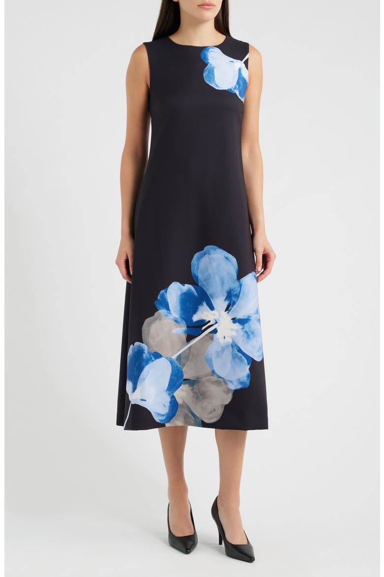 Floral A-Line Midi Dress, Main, color, ANNE BLACK MULTI