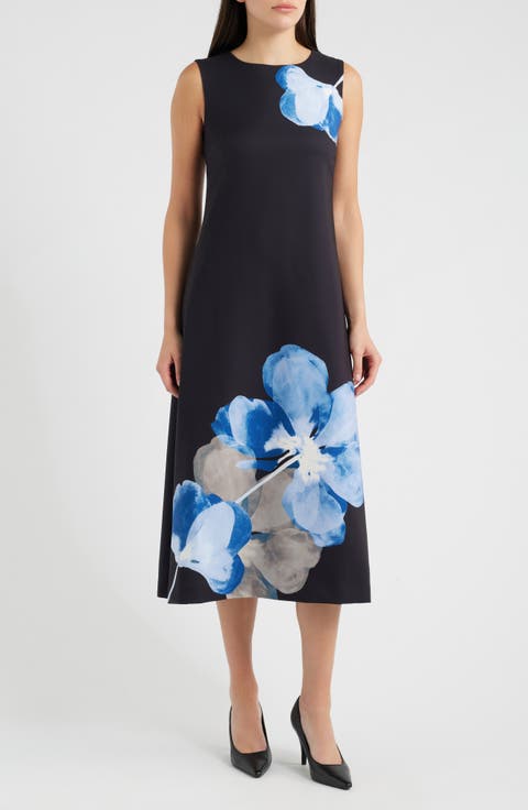 Floral A-Line Midi Dress