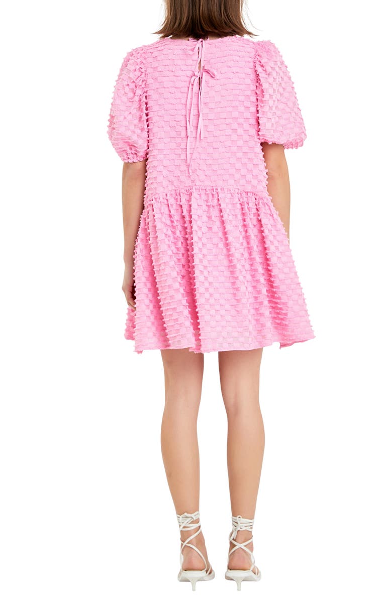 English Factory Check Puff Sleeve Babydoll Minidress, Alternate, color,