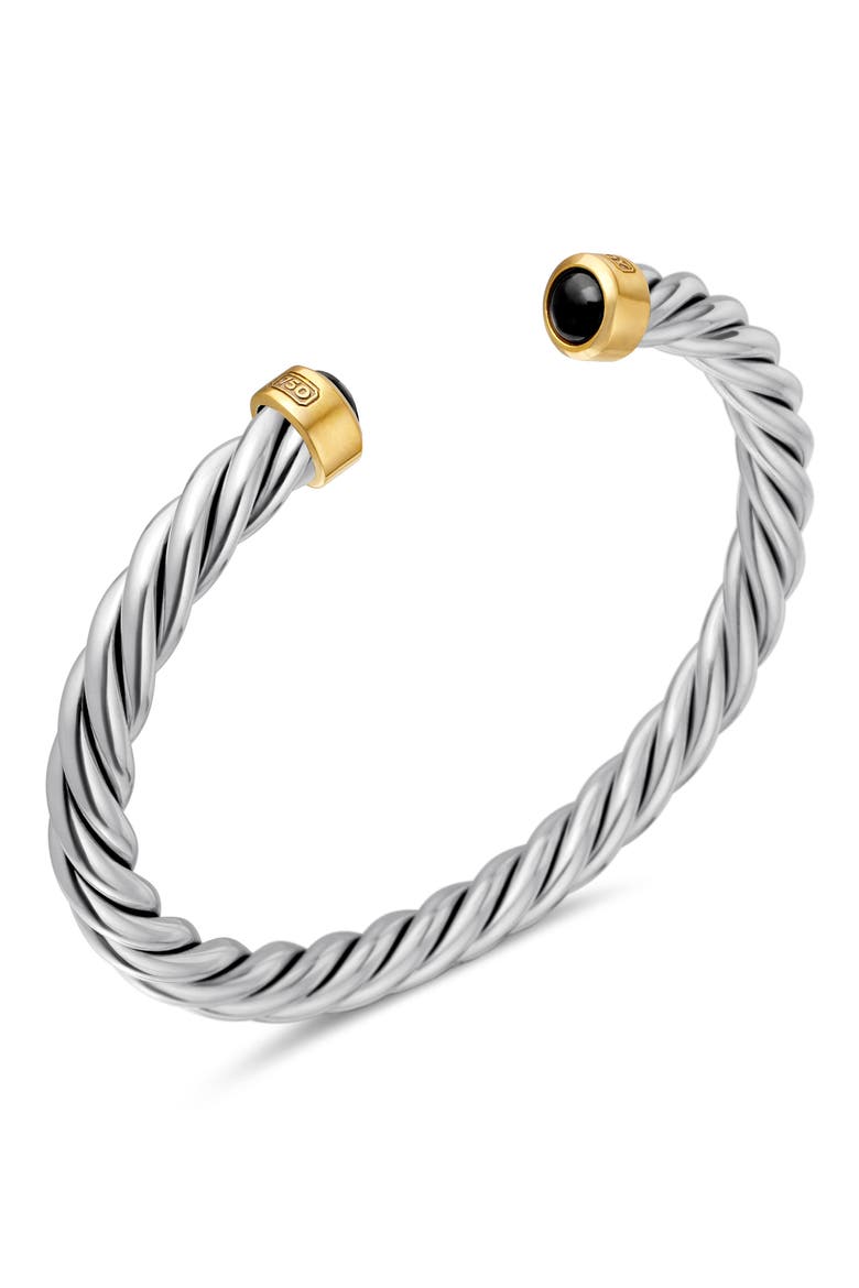 Cable Cuff Bracelet with 18K Gold & Semiprecious Stone, Alternate, color, BLACK ONYX