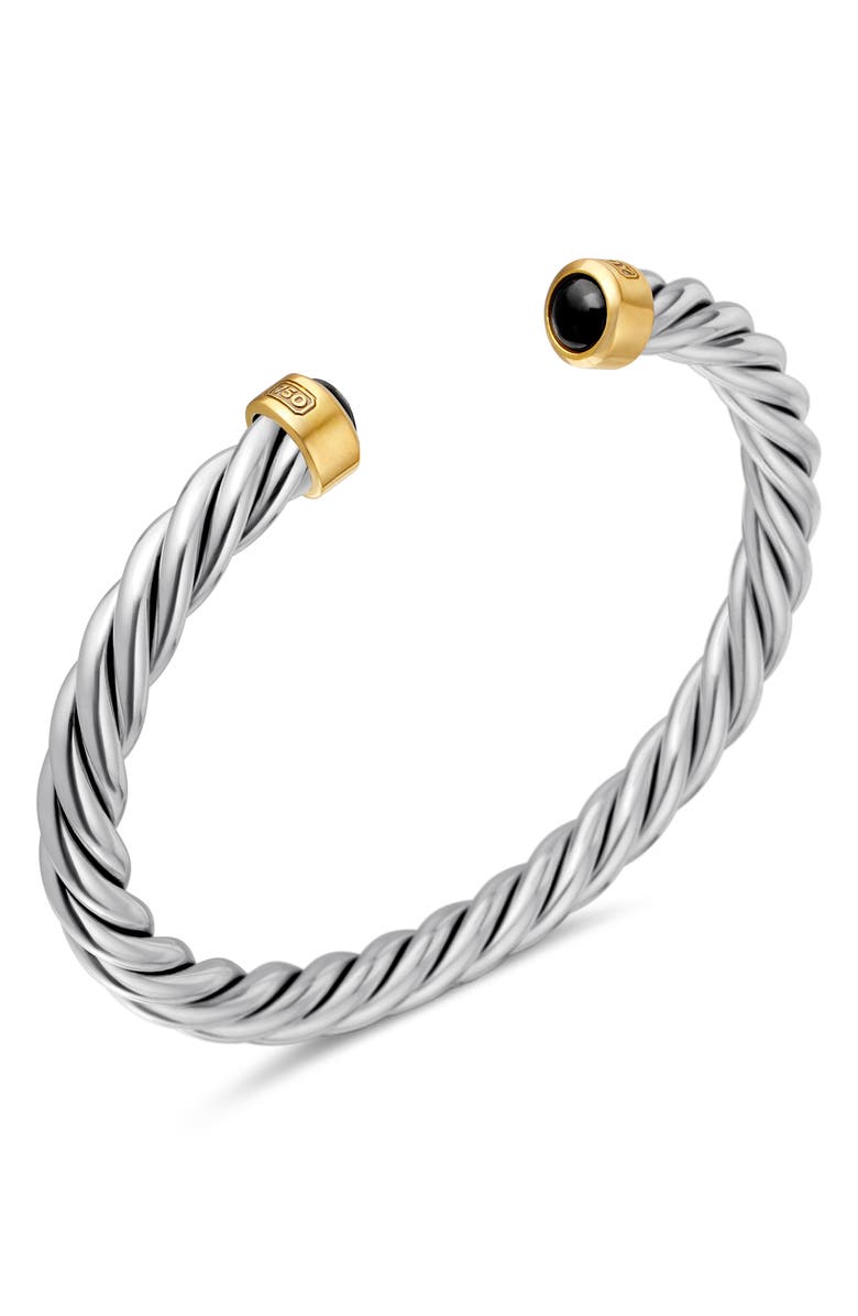 David Yurman Cable Cuff Bracelet with 18K Gold & Semiprecious Stone, Alternate, color, Black Onyx